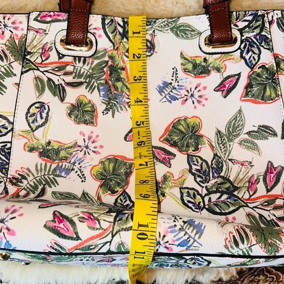 EUC GH Bass & Co Floral Pebble Leather Floral 3 In 1 Shoulder Tote Purse - Picture 11 of 15